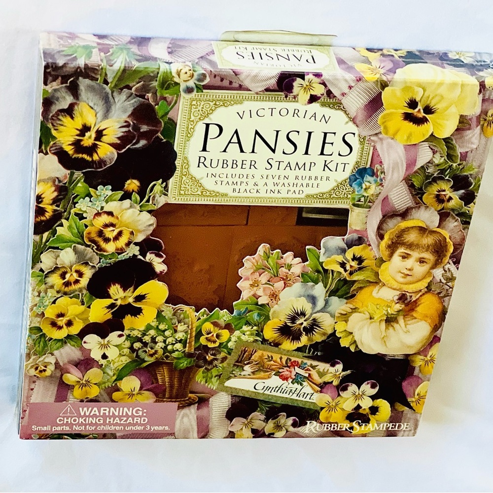 ⭐️VINTAGE RETIRED DESIGN STAMP KIT⭐️7PC VICTORIAN PANSIES STAMPS BY CYNTHIA HART